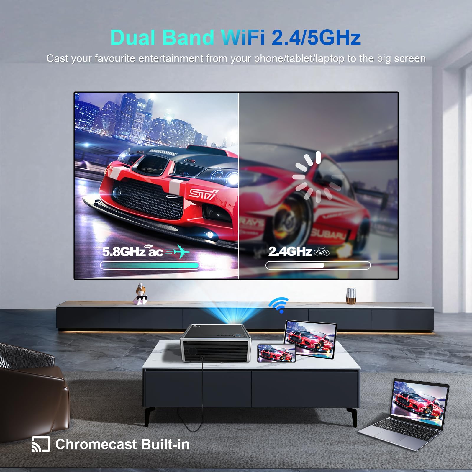 ?Netflix Officially Licensed & 8K/4K Video Decode Support & Auto Focus? Projector With 5G Wifi Bluetooth, 1000Ansi Native 1080P